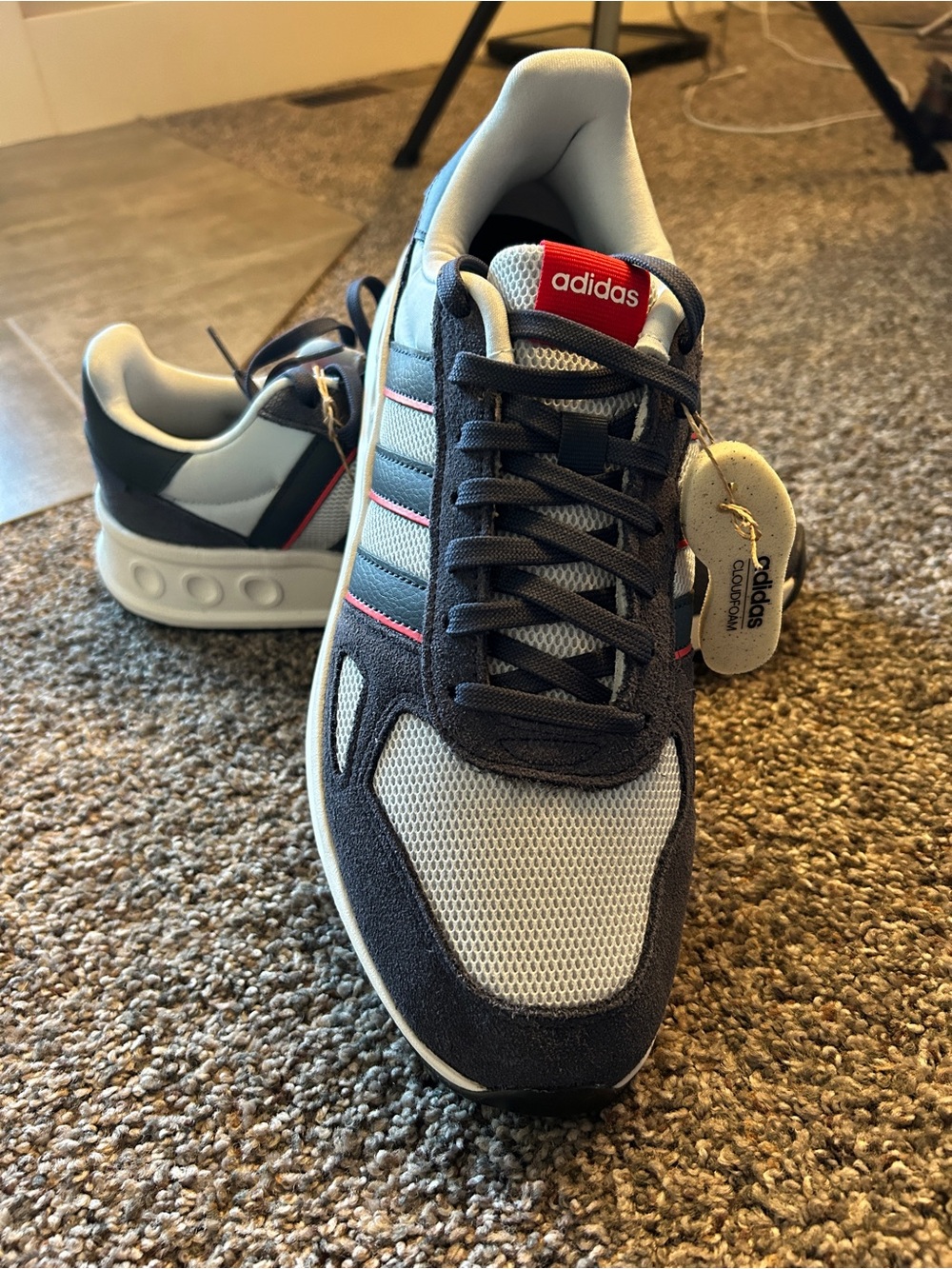 adidas Navy, Light Gray & Red Athletic Sneakers